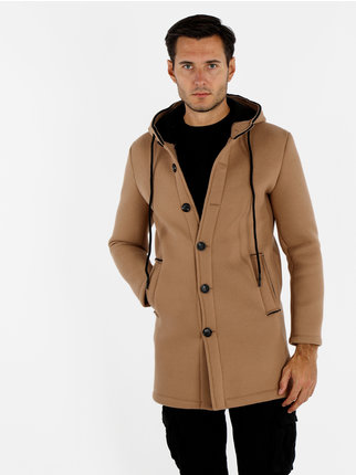 Men's cloth coat with hood
