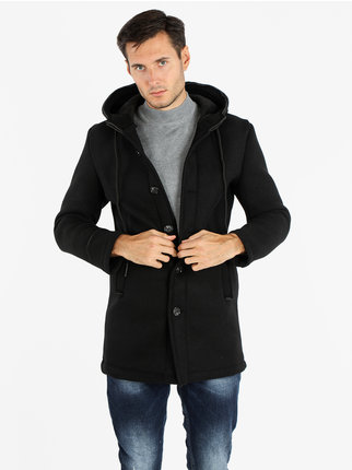 Men's cloth coat with hood
