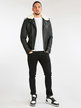 Men's faux leather jacket with fur