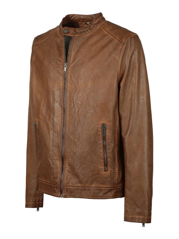 Men's jacket in vintage effect eco-leather