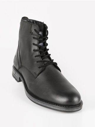 Men's leather boots with side zip