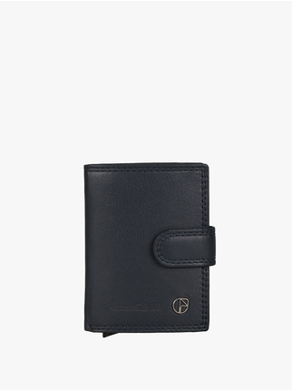 Men's leather card holder with clip