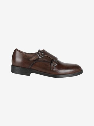 Men's leather loafers with buckles