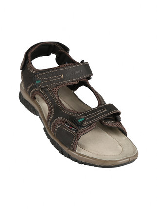 Men's leather sandals with straps