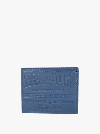 Men's leather wallet with lettering