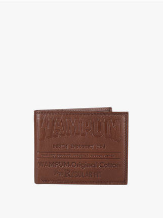 Men's leather wallet with lettering