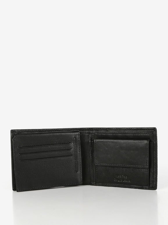 Men's leather wallet with prints