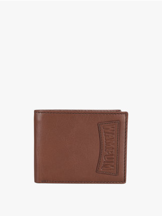 Men's leather wallet with writing