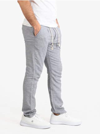 Men's linen and cotton blend trousers