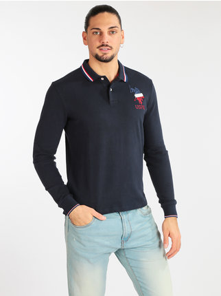 Men's long sleeve polo shirt in cotton