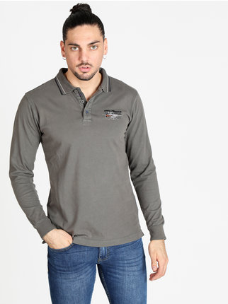 Men's long-sleeved cotton polo shirt