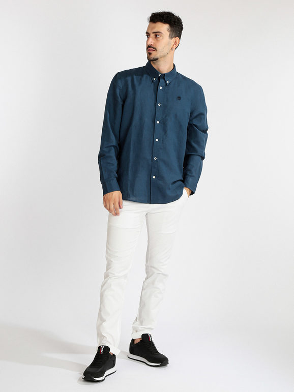 Men's long-sleeved linen blend shirt