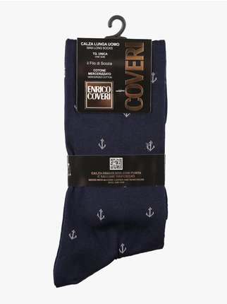 Men's long socks with anchor print