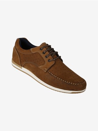 Men's nubuck leather lace-up loafers