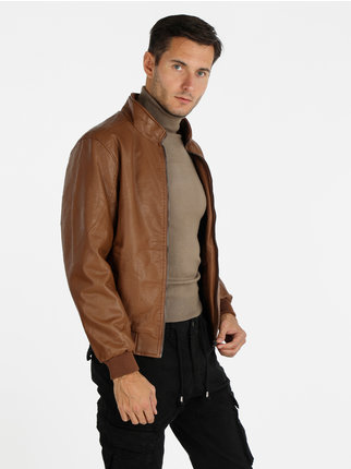 Men's padded eco-leather jacket