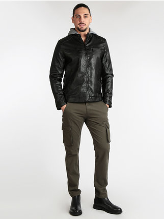 Men's padded faux leather jacket