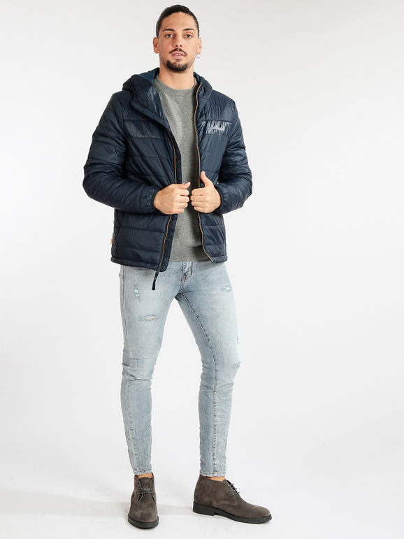 Men's padded jacket with hood