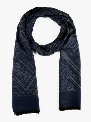 Men's scarf in viscose with prints
