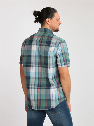Men's short-sleeved checked shirt