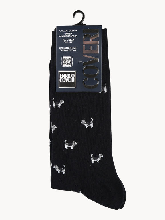Men's short socks in warm cotton with prints