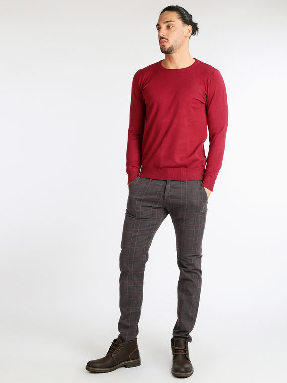 Men's slim fit checked trousers