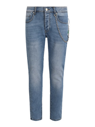 Men's slim fit jeans with chain