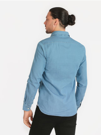 Men's slim fit shirt in jeans effect cotton