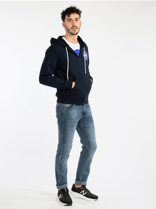 Men's sweatshirt with hood and zip in cotton