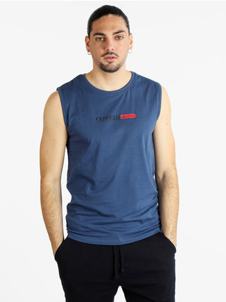 Men's tank top in cotton with writing