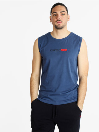 Men's tank top in cotton with writing