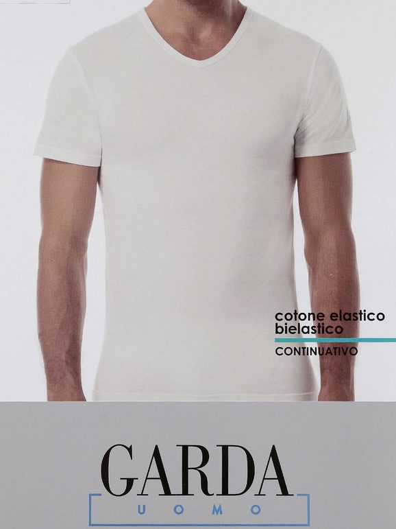 Men's V-neck t-shirt in bielastic cotton