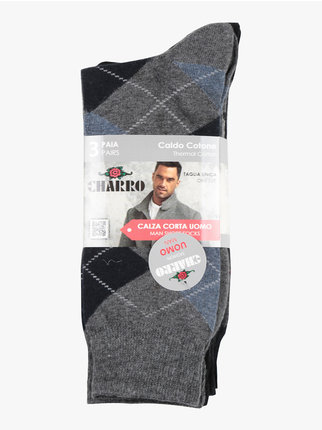 Men's warm cotton short socks, pack of 3 pairs