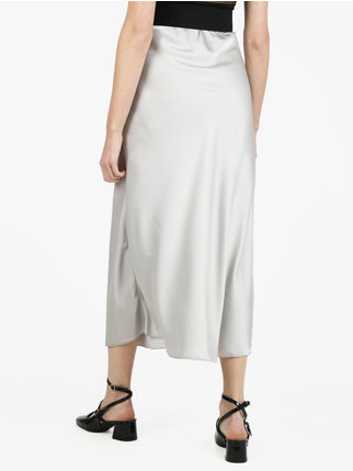Midi skirt in satin effect fabric