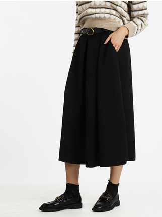 Midi skirt with belt