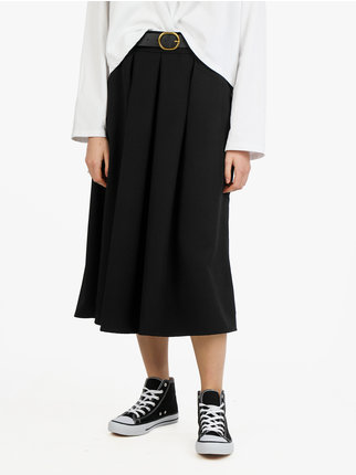 Midi skirt with belt