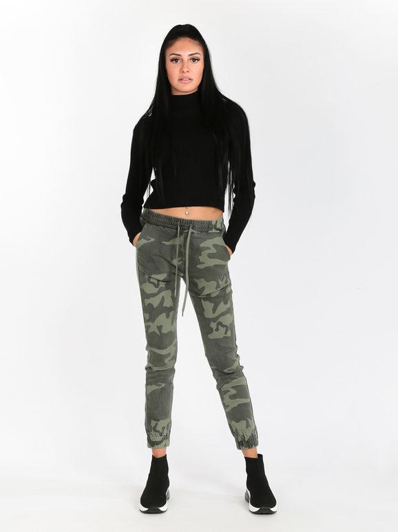 Military woman trousers with cuff