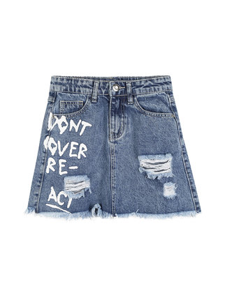 Minigonna in jeans da ragazza con scritta