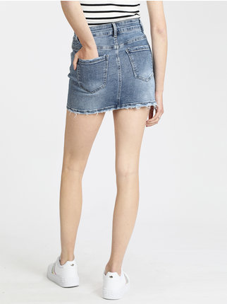 Minigonna sfrangiata donna in jeans
