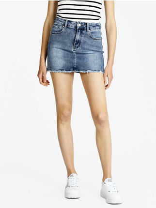 Minirock für Damen mit Fransen in Jeans