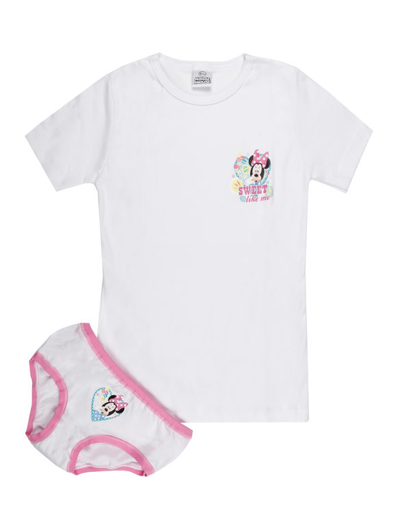 Minnie completo intimo da bambina 2 pezzi  t-shirt + slip