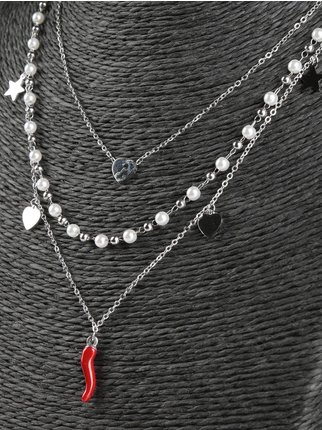 Multi-strand women's necklace with pendants