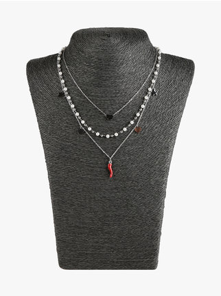 Multi-strand women's necklace with pendants