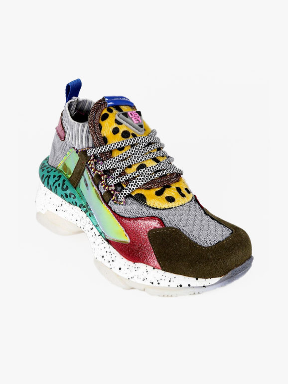 Multicolor women's sneakers with wedge