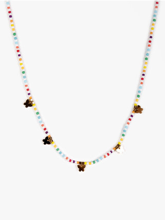 Necklace with beads and butterflies