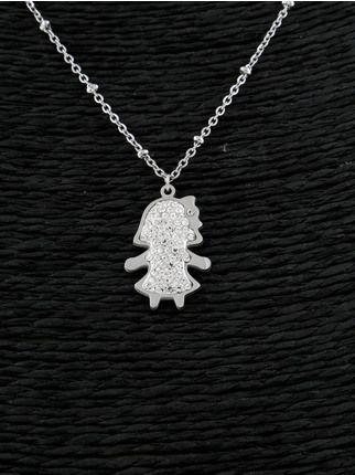 Necklace with girl and rhinestones