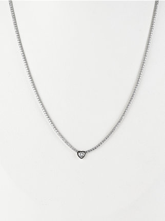 Necklace with heart and rhinestones