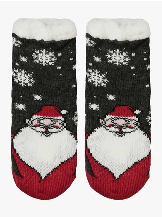 Non-slip Christmas socks for children with inner fur
