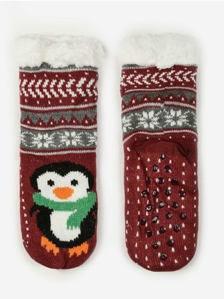 Non-slip Christmas socks with inner fur