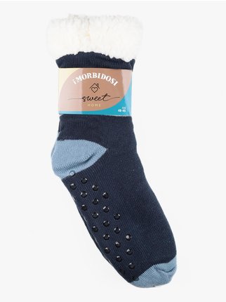 Non-slip men's socks with inner fur