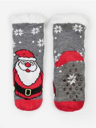 Non-slip Santa Claus socks for children with fur